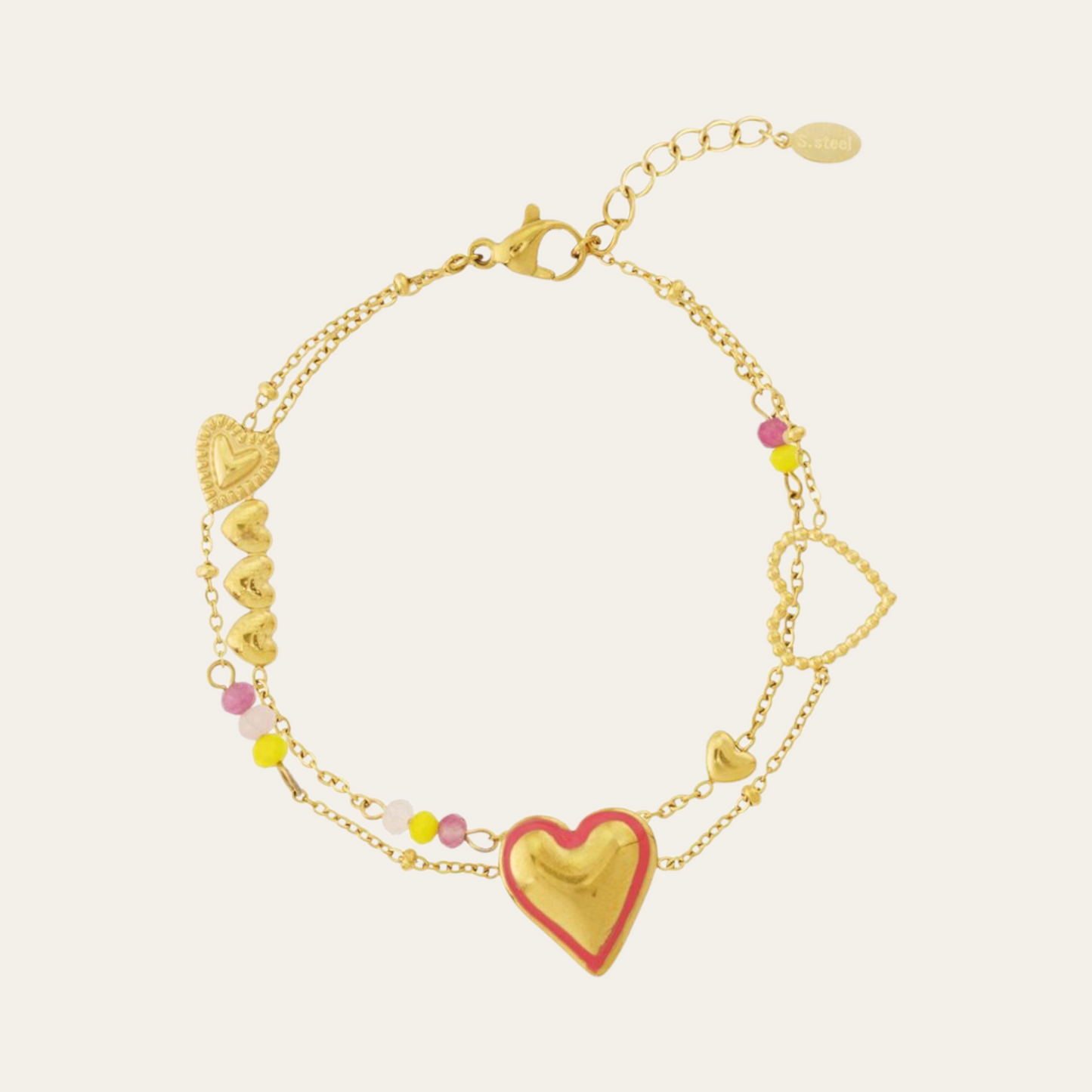 Armbandje - Roze hart