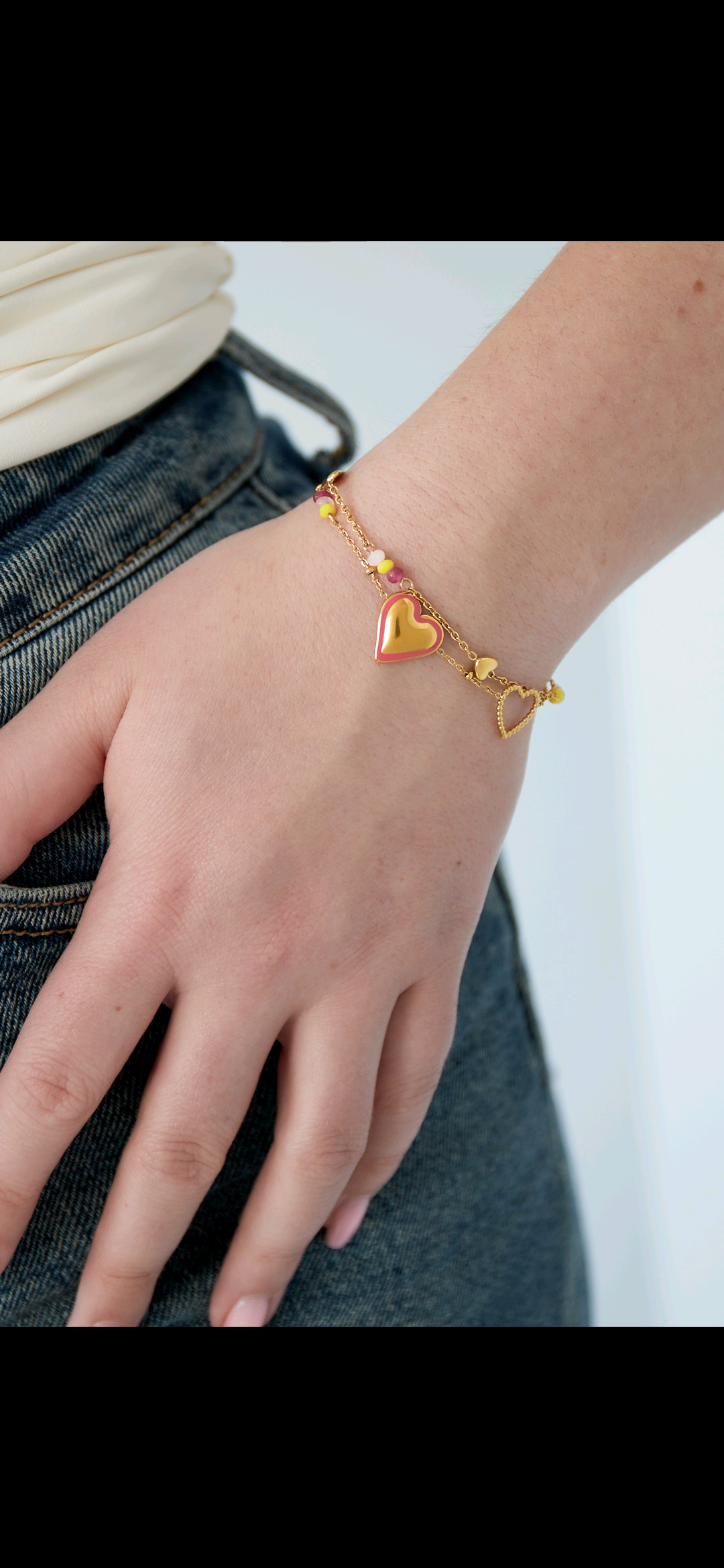 Armbandje - Roze hart