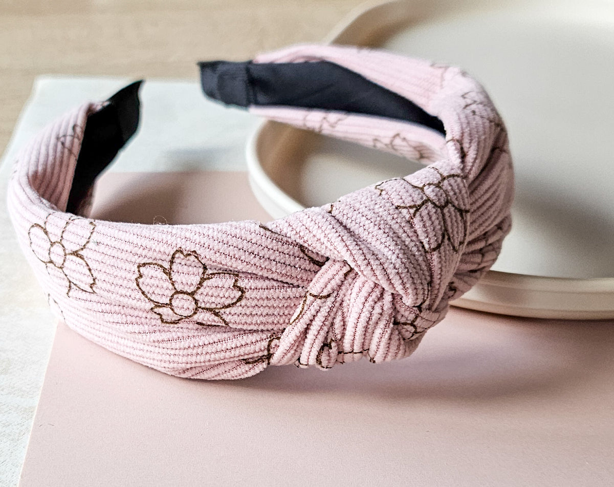 Knoop haarband/diadeem - Bloem oudroze