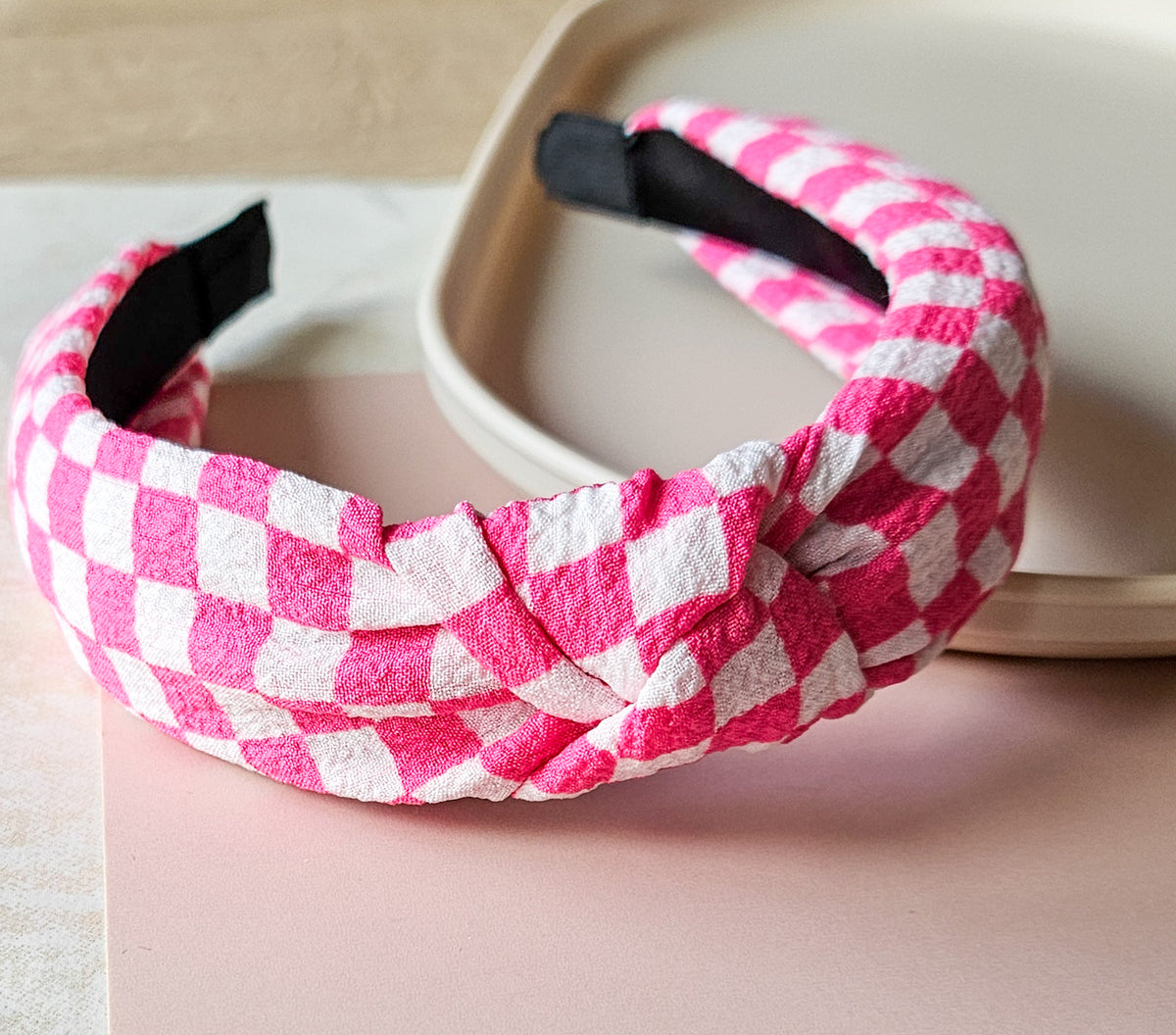 Knoop haarband/diadeem - Happy pink