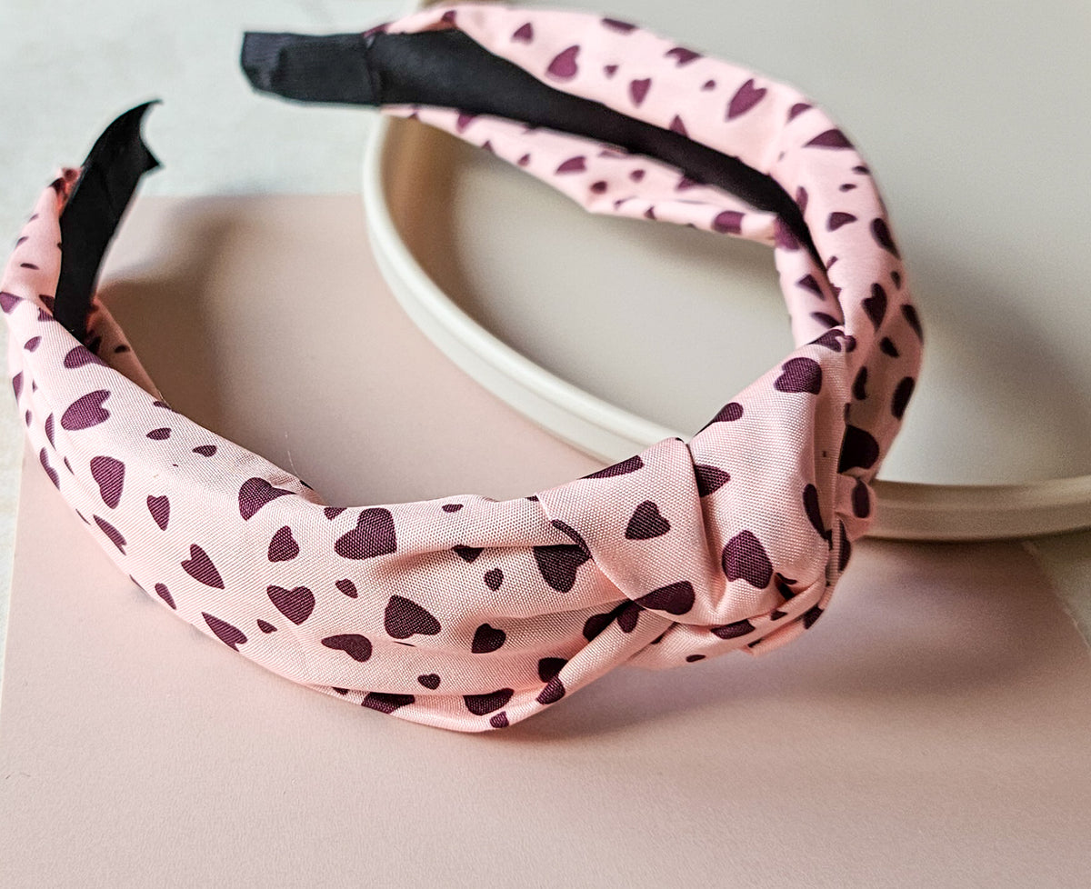 Knoop haarband/diadeem - Hartjes