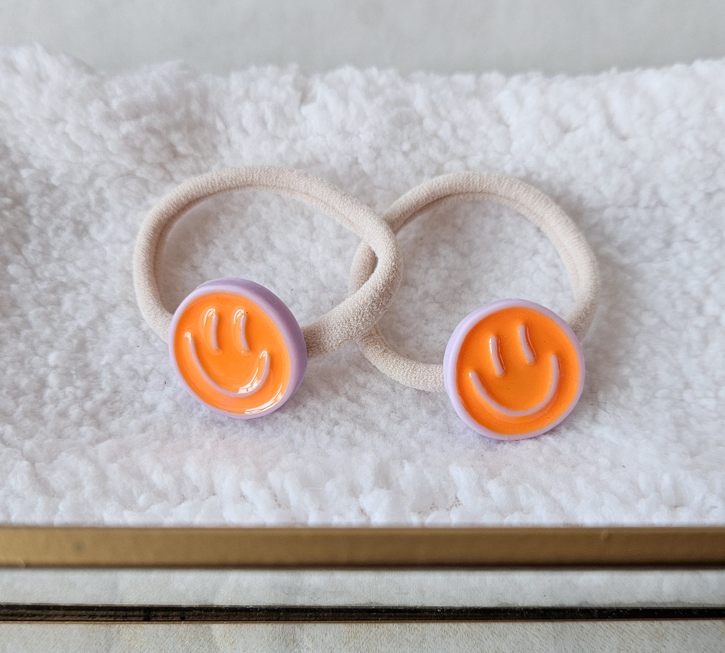 Haarelastiek set - Smileys oranje