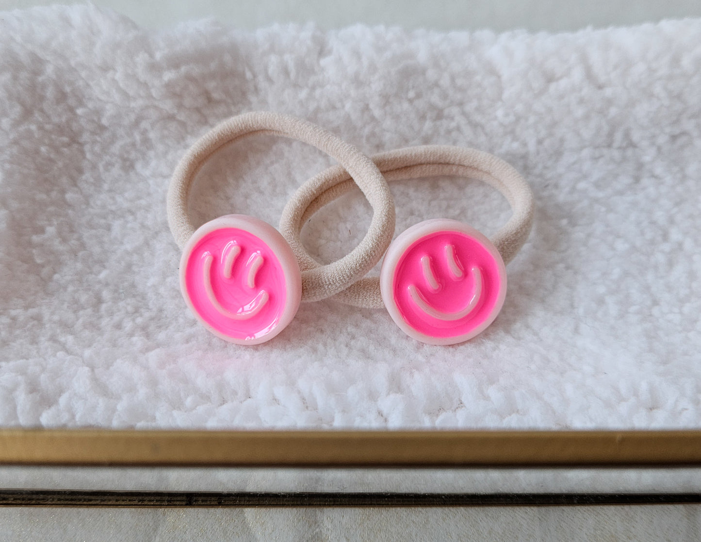 Haarelastiek set - Smileys roze