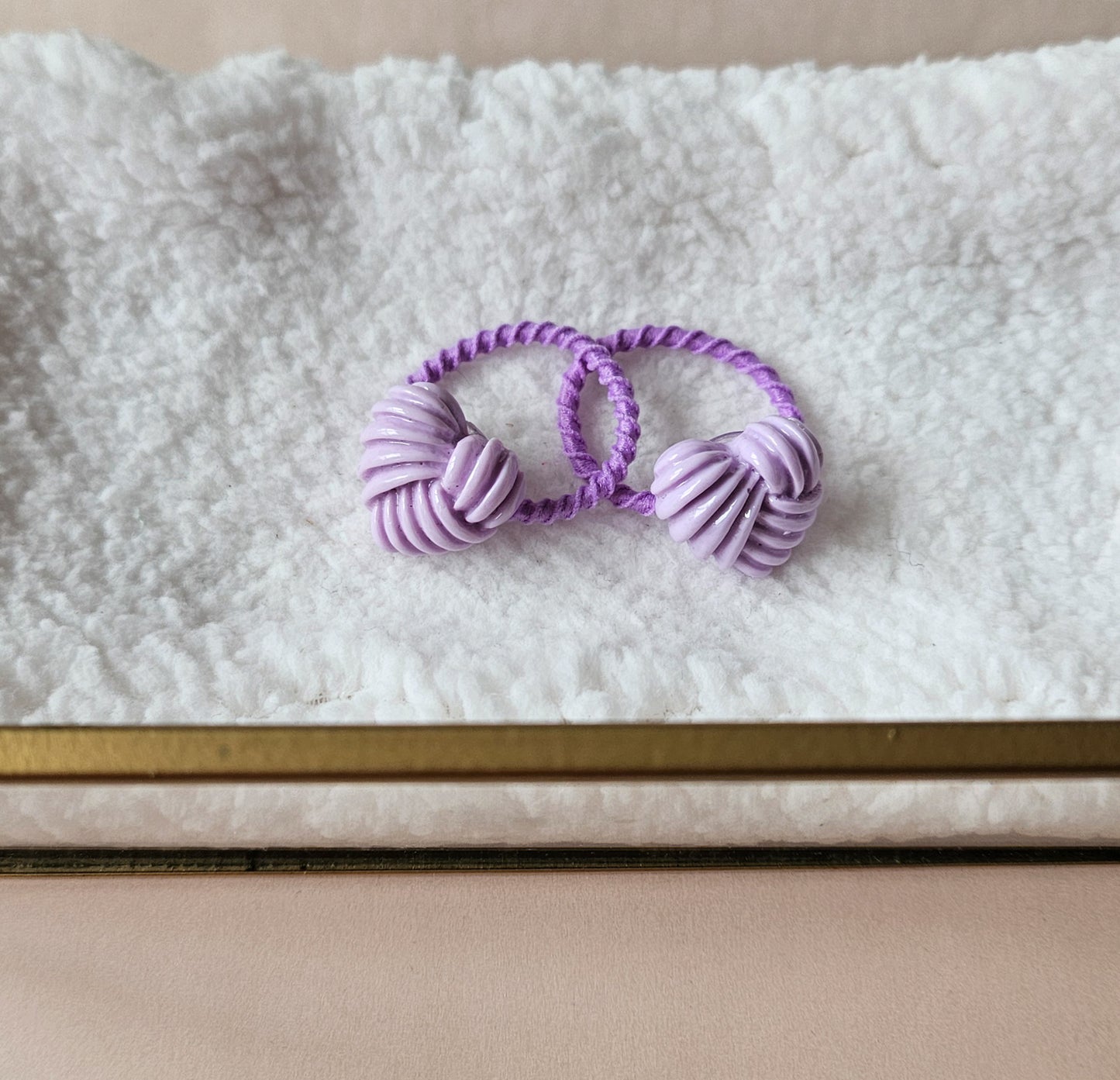 Mini haarelastiek set - Paarse hartjes