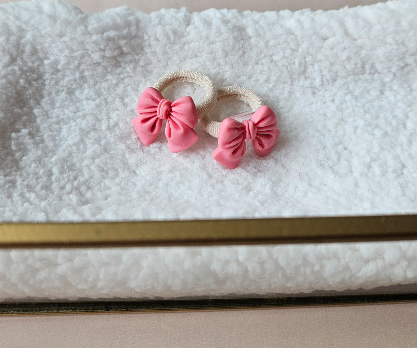 Mini haarelastiek set - Strikje roze