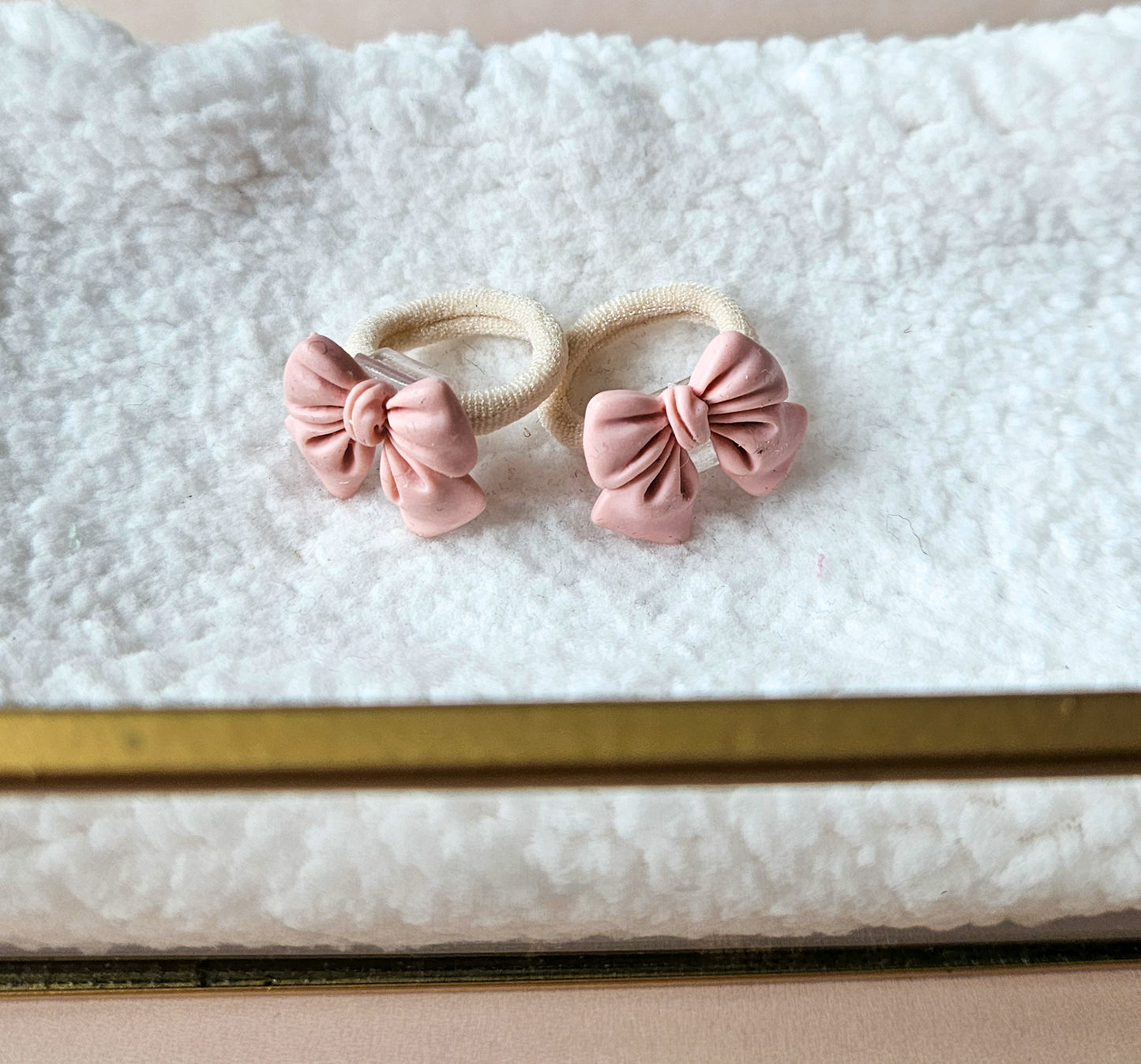 Mini haarelastiek set - Strikje lichtroze