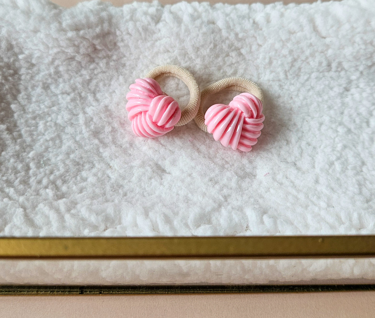 Mini haarelastiek set - Roze hartjes