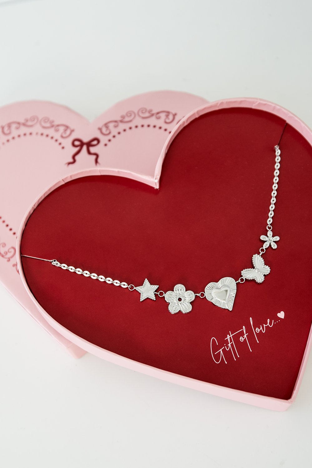 Bedelketting Zilver - Gift of love, butterfly love