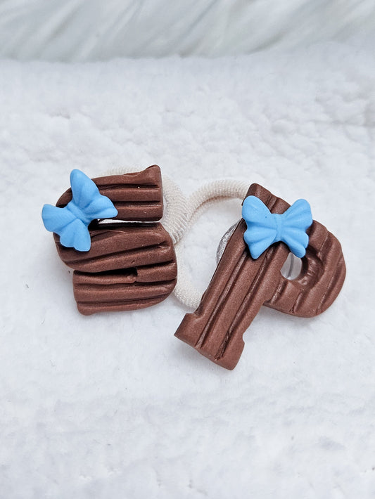 Mini of maxi elastiekjes - Chocoladeletters Blauw