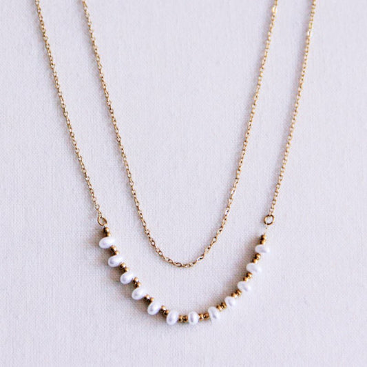 Parelketting - White/ Gold