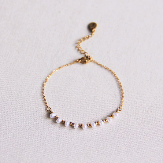 Armbandje - Parels White/ Gold