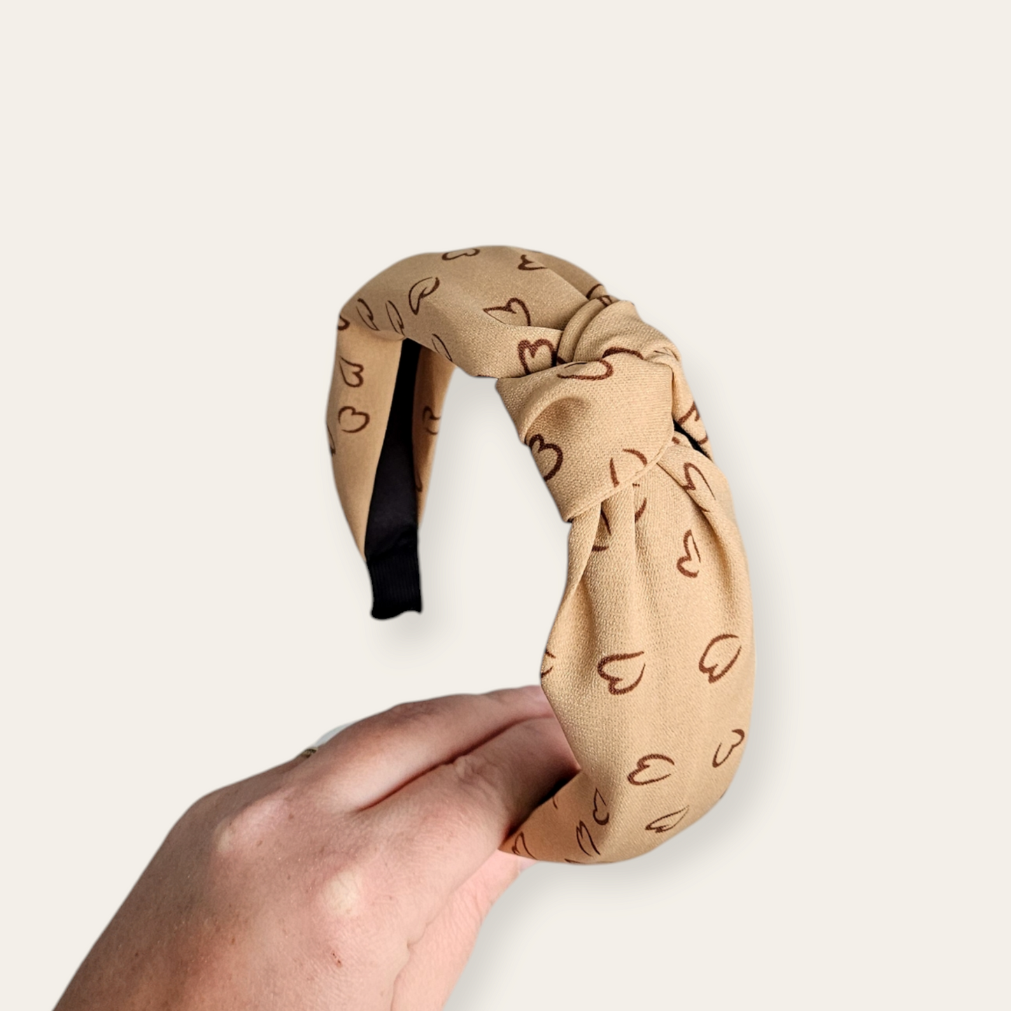 Knoop haarband/diadeem - 𝐵𝑒𝑖𝑔𝑒 ℎ𝑎𝑟𝑡𝑗𝑒𝑠