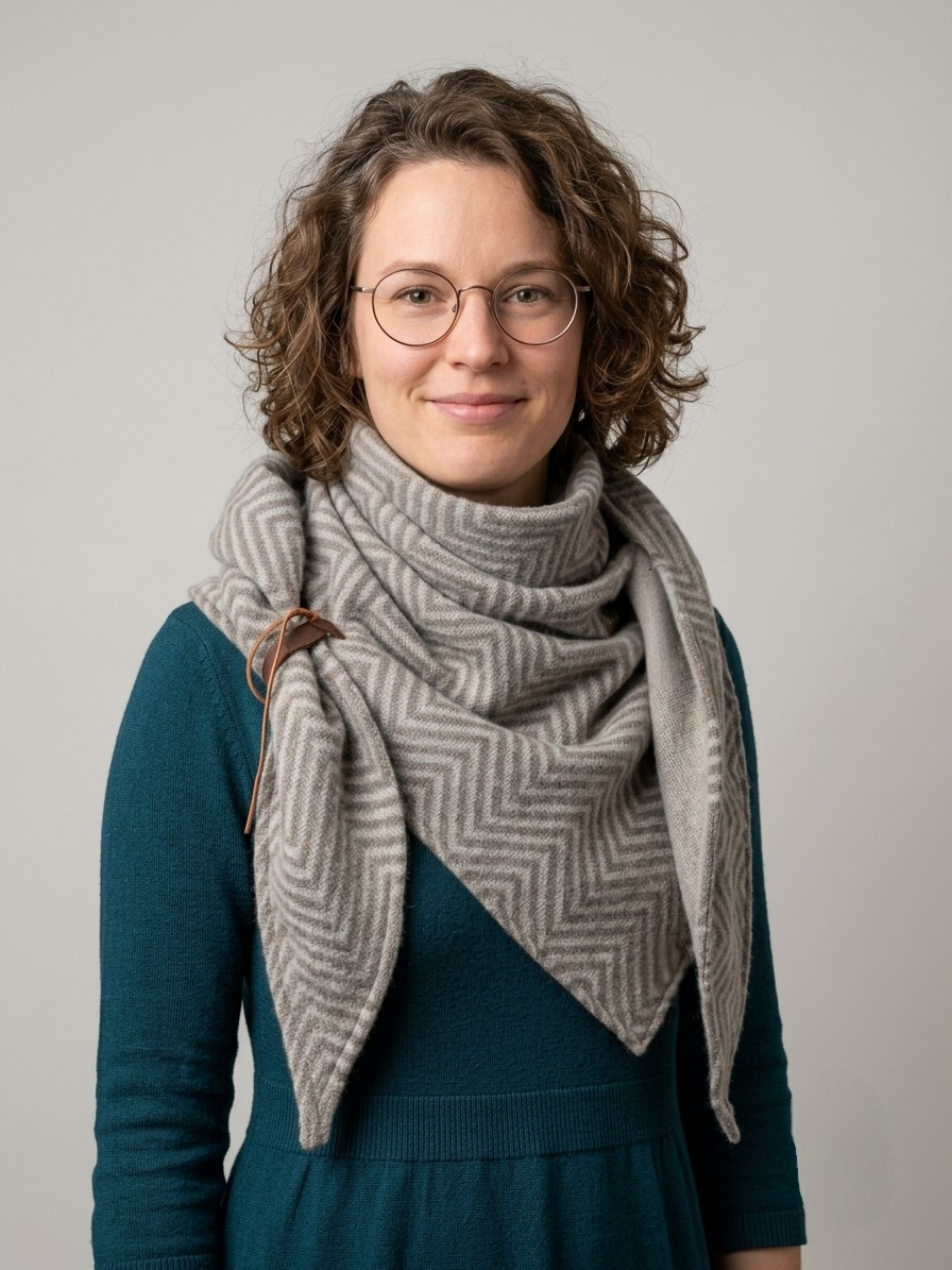 Driehoeksjaal - Zilt & Warm met leren lus