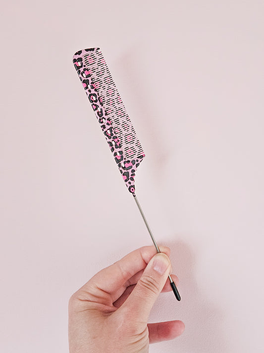 Haartools - Puntkam Leopard Pink