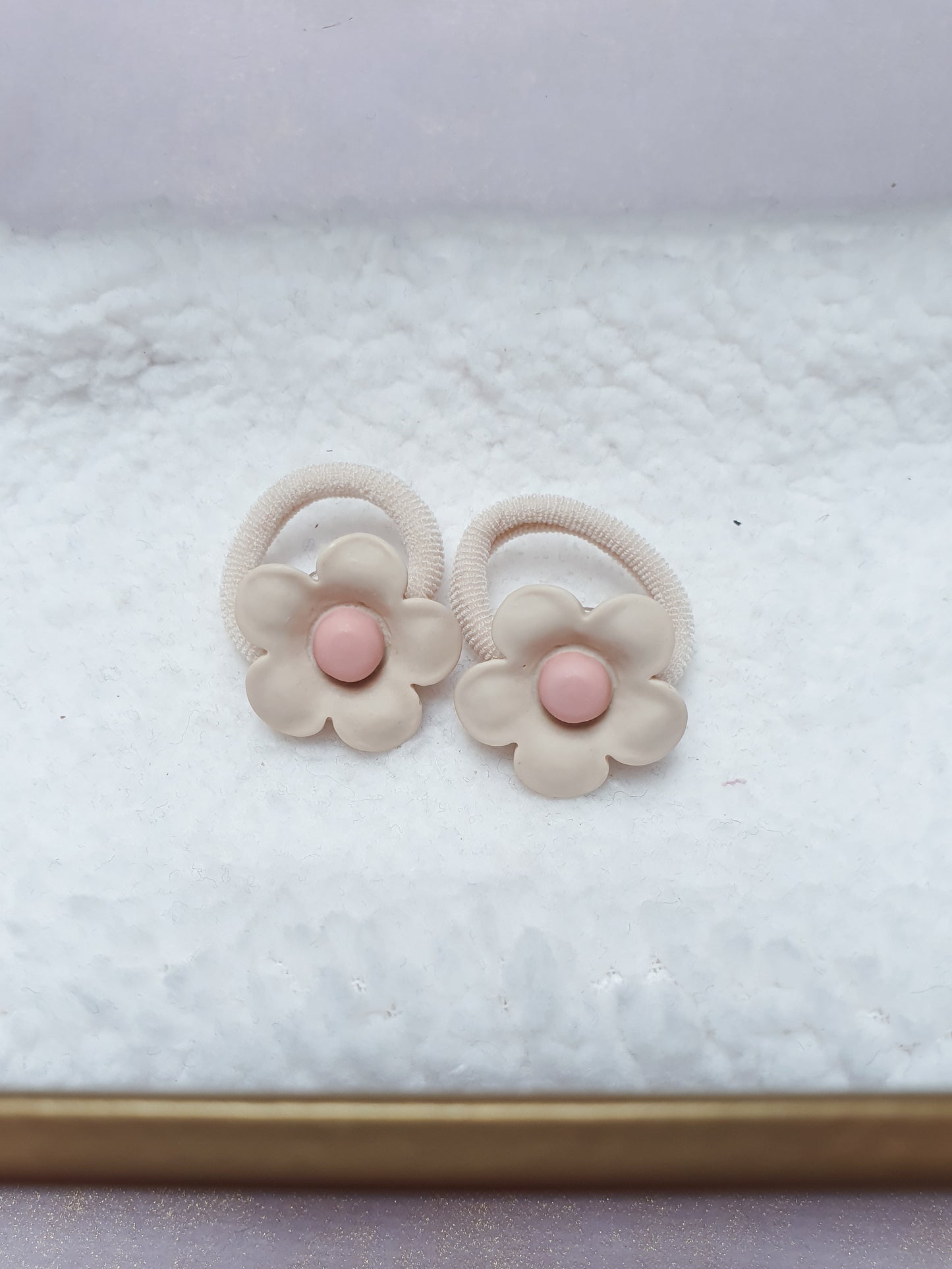 Mini haarelastiek set - Sand Flower
