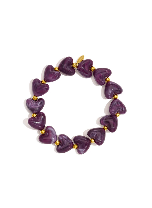 Armbandje - Hartjes Ultramarijn Paars