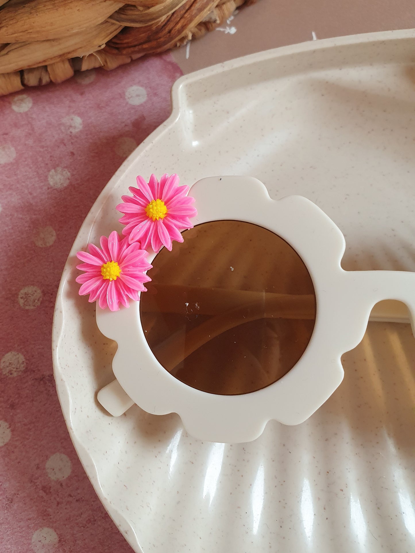 Zonnebril met naam - Madelief roze