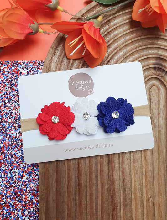 Haarbandje, rood & wit & blauw