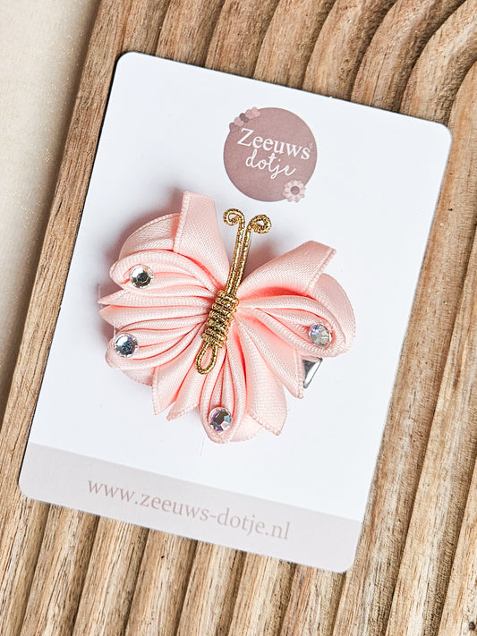 Haarspeldje - Butterfly Sparkle Perzik