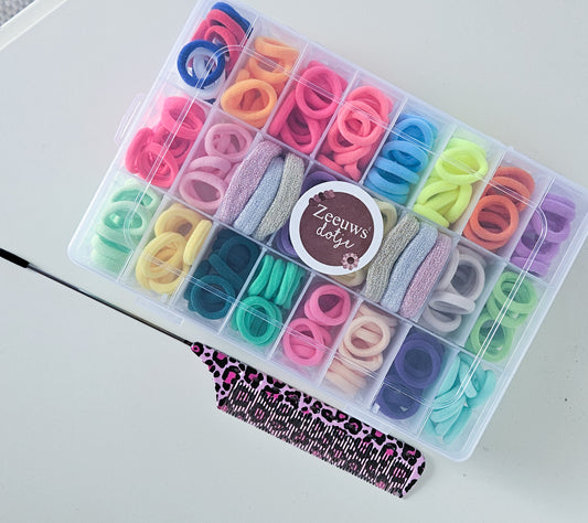 Ultieme "No-Stress" Haarelastiekjes Box – 240-delig incl. Puntkam