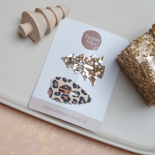 Setje van 2 - 𝐶ℎ𝑟𝑖𝑠𝑡𝑚𝑎𝑠 𝑔𝑜𝑙𝑑 𝑙𝑒𝑜𝑝𝑎𝑟𝑑