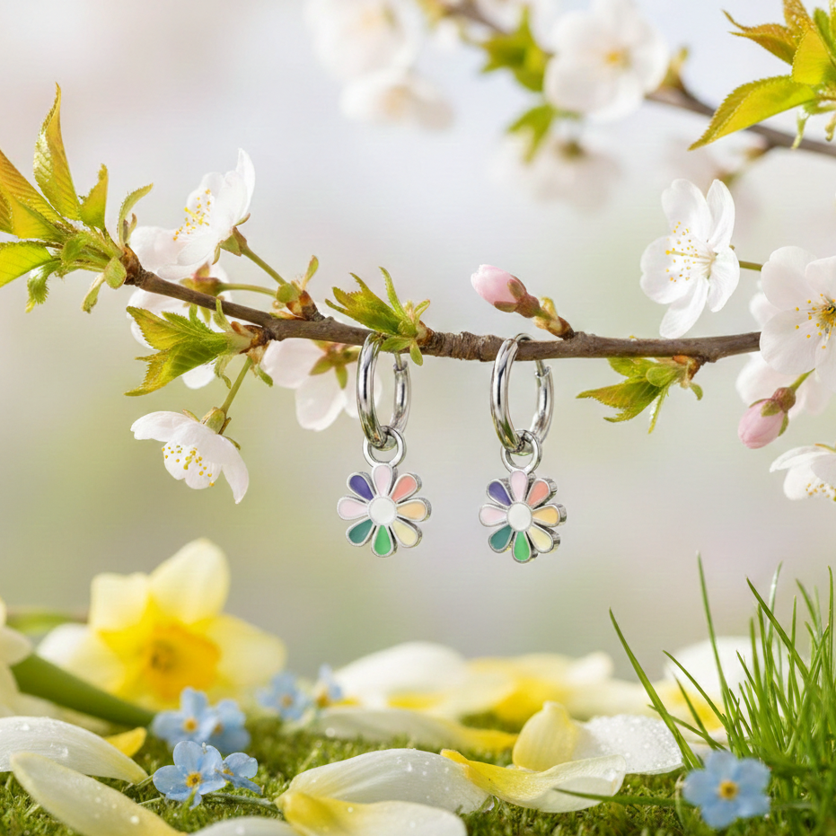 Kinderoorbellen - rainbow flowers