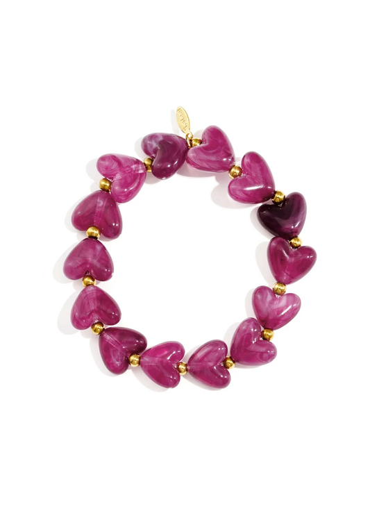Armbandje - Hartjes Fuchsia
