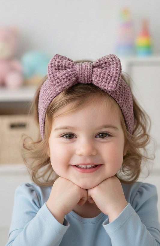 Gebreide haarband met strik - 𝑀𝑎𝑢𝑣𝑒