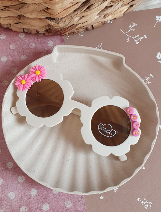 Zonnebril met naam - Madelief roze