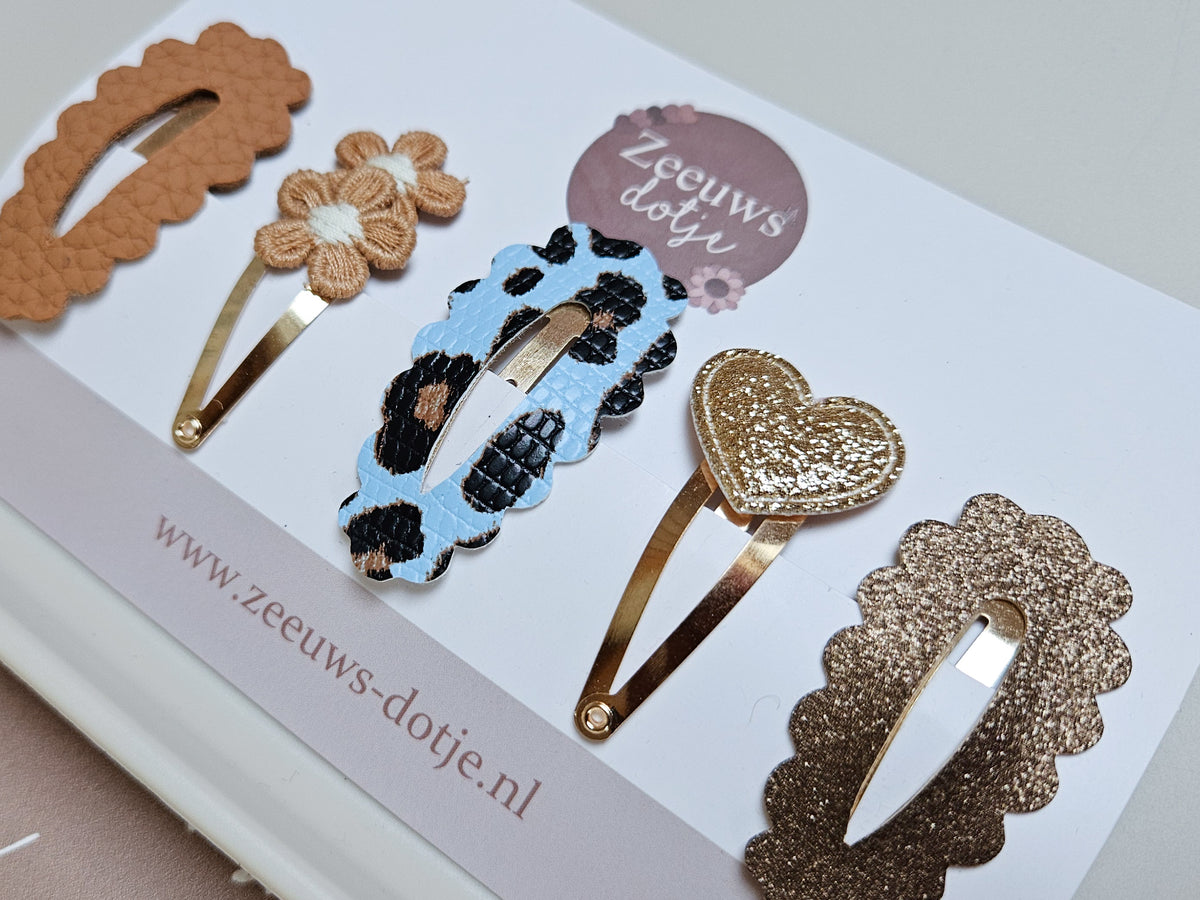 Setje Haarspeldjes - Blue & Gold Fall