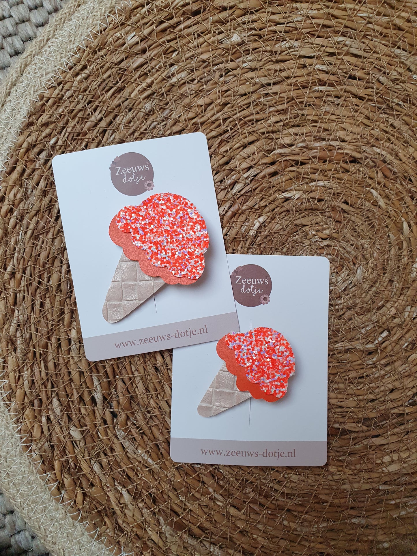 Haarspeldje - oranje ijsje met glitters