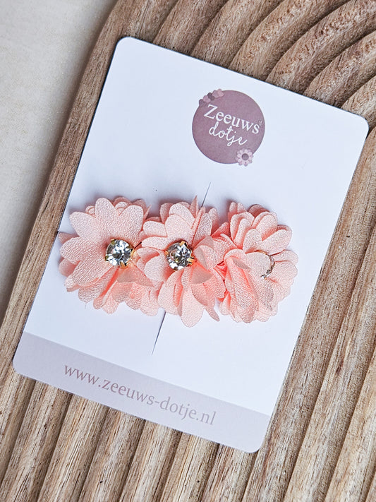 Haarspeldje - Trio Blossom Zalm Roze